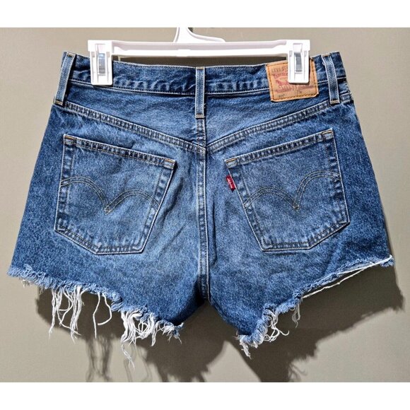 Levi's 501 Quiet Riot Blue High Rise Distressed Jean Shorts - Size 29W 3" Inseam - Picture 2 of 5